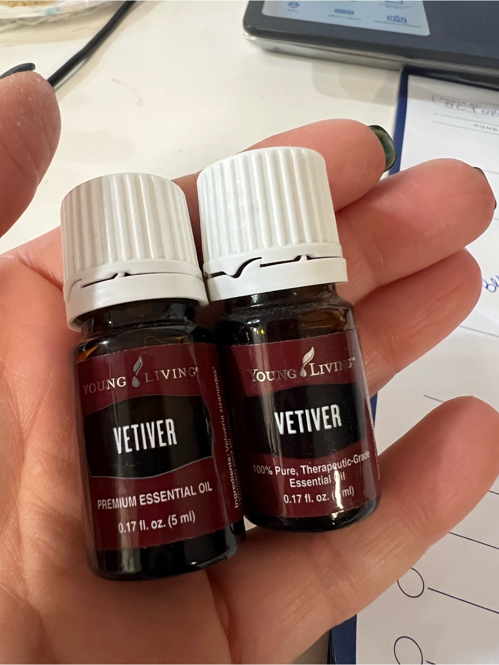 Young Living Vetiver Essential Oil Bottles - Brown with White Caps